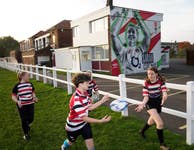 EDITORIAL USE ONLY Players from Novocastrians RFC train during the unveiling of a mural of England Rugby player, Sarah Hunter, commissioned by England Rugby and O2, in Newcastle ahead of Red Roses’ game against Australia on Sunday in New Zealand. Issue date: Friday October 28, 2022.