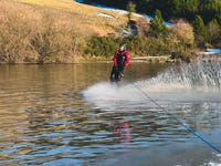 Young British water ski talent, Willow Skipsey, trick skiing through the winter. Image: Skipsey Family