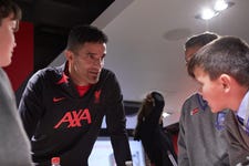 David James meeting young LFC fans at a recycling event hosted at Anfield Stadium