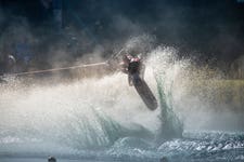 GB's Joel Poland tricking his way to victory in the men's water ski tricks at the 2022 Malibu Open in Alabama, USA. Picture date 1 October 2022