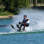 GB's Chris Singleton winning silver in the jump at the 2022 IWWF World Over 35 Waterski Championships. Photo date: 17 September 2022