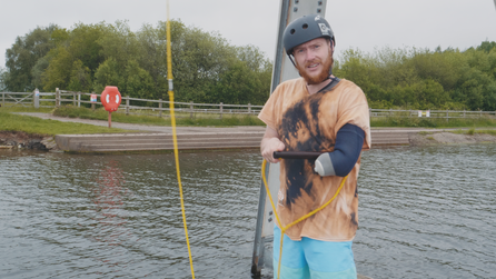 Sebastian Kearns, who will carry the Queen's Commonwealth Baton on a wakeboard at Pier 52 near Lichfield on 20 July 2022