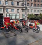 Dockless bikes on the pavement