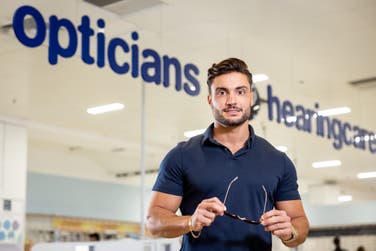 EDITORIAL USE ONLYLove Island winner Davide Sanclimenti visits Boots Opticians in Manchester Market Street to receive an eye test, new designer glasses and a pair of prescription sunglasses as part of the ‘See What’s Possible’ campaign launch. Picture date: Friday August 26, 2022. PA Photo. The campaign aims to encourage customers to prioritise eye health by booking an eye test at one of 543 Boots Opticians stores.