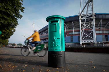 EDITORIAL USE ONLY General views as The Climate Coalition unveils a green post box that has been installed by The Principality Stadium in Cardiff as part of The Climate Coalition’s ‘Letters to Tomorrow’ campaign during this year’s ‘Big Green Week’ programme. Issue date: Tuesday September 27, 2022. PA Photo. The post boxes have been placed in various locations across the UK , including London, Manchester, Cardiff and Cornwall, to encourage the public to write letters addressing their hopes and fears about climate change in personal letters. As part of the campaign, one letter a day will be sent to a UK politician.