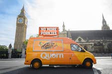 EDITORIAL USE ONLY A food truck tours Westminster, handing out pork-free, ham sandwiches to passers-by, as part of QuornÕs No More Porkies campaign, on the day Boris Johnson leaves office and a new Prime Minister is appointed, London. Picture date: Monday September 5, 2022. PA Photo. The campaign launches QuornÕs new deli range, which will be available in stores this September.