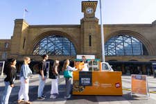 EDITORIAL USE ONLY Sainsbury's ‘DINspiration’ pop-up at London’s Kings Cross station has been launched to support its community programme, Nourish the Nation, with Comic Relief. Picture date: Monday 26, 2023. PA Photo. Targeting commuters with the pop-up, the supermarket will donate 50p for every ‘Inspired to Cook’ product sold until July 11th. The activation follows research that found 6 in 10 British people admitted they struggle to come up with healthy meal options for dinner, citing lack of inspiration as the key reason for this.