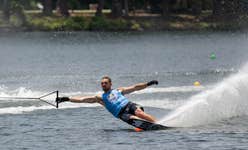 GB's Will Asher in the slalom final at the 2023 Masters, Georgia, USA. Photo date: 28 May 2023. Credit: Vincent Stadlbaur