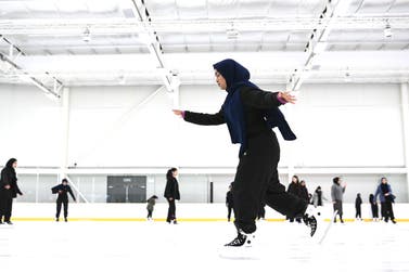 Pupils from Eden Girls School in Waltham Forest skate at the launch of the new £30 million Lee Valley Ice Centre in Leyton ahead of it opening to the public on Saturday. Picture date: Wednesday June 14, 2023. PA Photo. The centre is one of only three in the country, and the first in the South East, to have two Olympic-sized rinks which means customers can take part in public skating sessions while athletes are able to train. It has a gym, dance studios, community spaces and café, and will debut British Ice Skating’s brand new learn to skate programme, Skate UK.