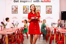 EDITORIAL USE ONLY Una Healy at the opening of the Nutella ‘Happy Portion Parlour’ in Soho, a pop-up breakfast experience offering a variety of dishes topped with one heaped teaspoon (15g) of Nutella. Picture date: Thursday August 25, 2022. PA Photo. The Parlour, which is open from today until Saturday August 27, is serving breakfasts including pancakes, peach melba, bruschetta, and ricotta and figs. Photo credit should read: David Parry/PA Wire