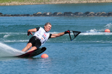 GB's Philippa Shedd winning gold in slalom at the 2022 IWWF World Over 35 Waterski Championships in Bordeaux, France. Photo date: 17 September 2022