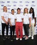 LONDON, ENGLAND - JULY 30: (L-R) Faye White, Rachel Yankey, Fara Williams, Rachel Brown-Finnis and Anita Asante pose for a picture, as The National Lottery presents a special performance of 'Three Lions' with Lightning Seeds, David Baddiel, Chelcee Grimes and Lioness legends, at the Electric Ballroom on July 30, 2022 in London, England.